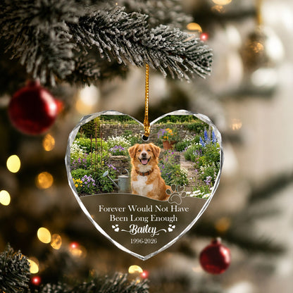 Forever Pet Dog Cat Custom Image Name Glass Xmas Ornament 2026