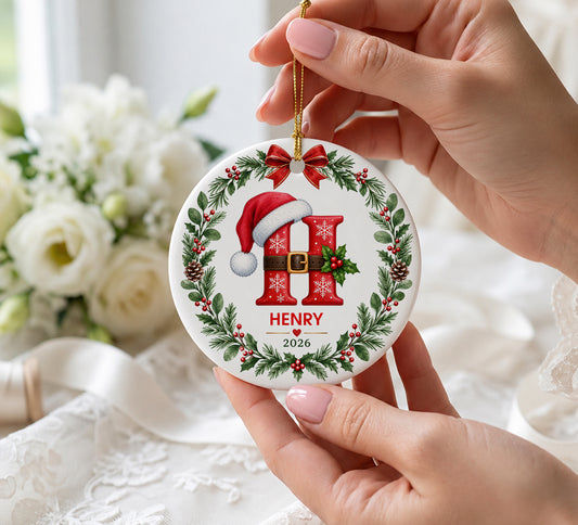 Personalized Letter Name Ornament for Family, Kids Grandkids, Monogram Initial Christmas gift