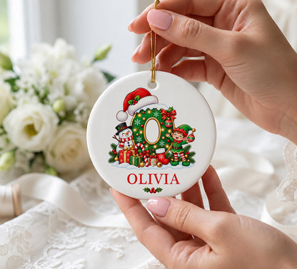 Personalized Letter Name Ornament Custom Monogram Christmas Initial Elf Letter Bauble Kids Name Keepsake Elegant Holiday Decor Family Gift