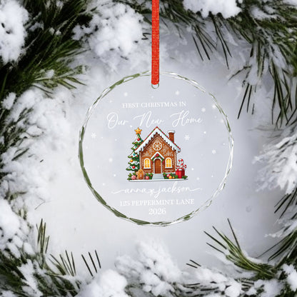 First Christmas In New Home Custom Name Glass Xmas Ornament 2026