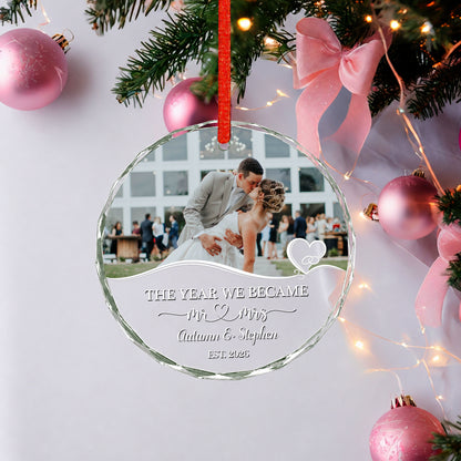 The Year We Became Mr&Mrs Custom Image Glass Xmas Ornament 2026