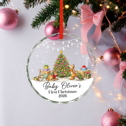 Baby 1st Christmas Ornament Pine Tree Gift - Custom Name Glass Ornament 2026