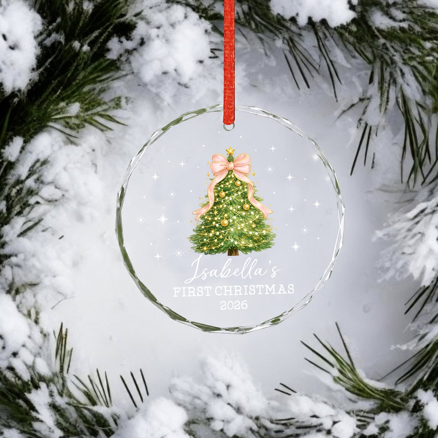 Baby 1st Christmas Ornament - Custom Name Glass Ornament 2026