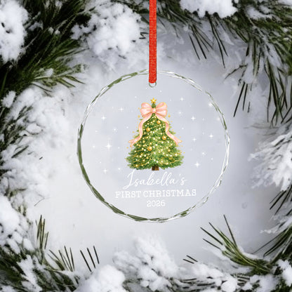 Baby 1st Christmas Ornament - Custom Name Glass Ornament 2026