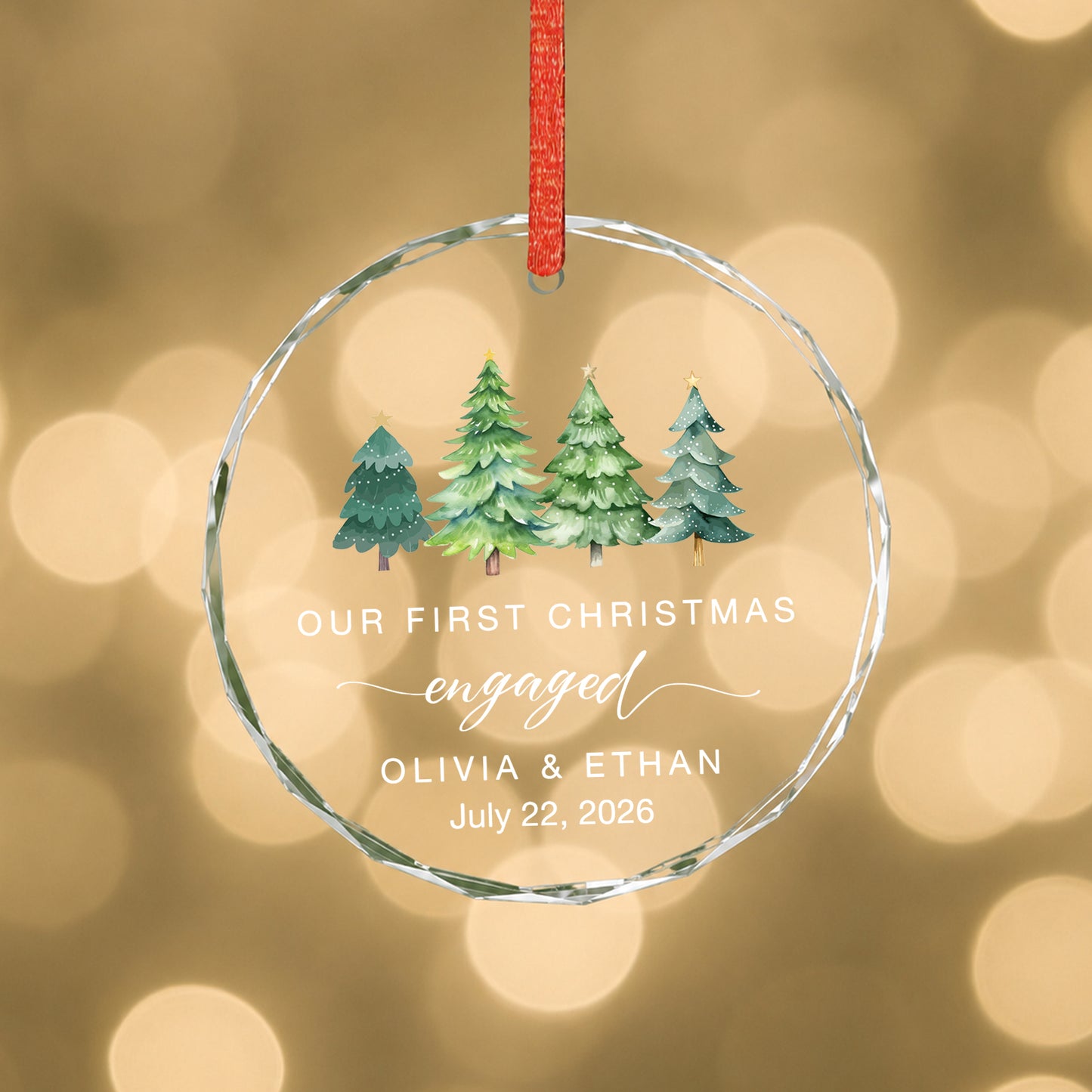 Our 1st Christmas Engaged Glass Ornament 2026 Xmas