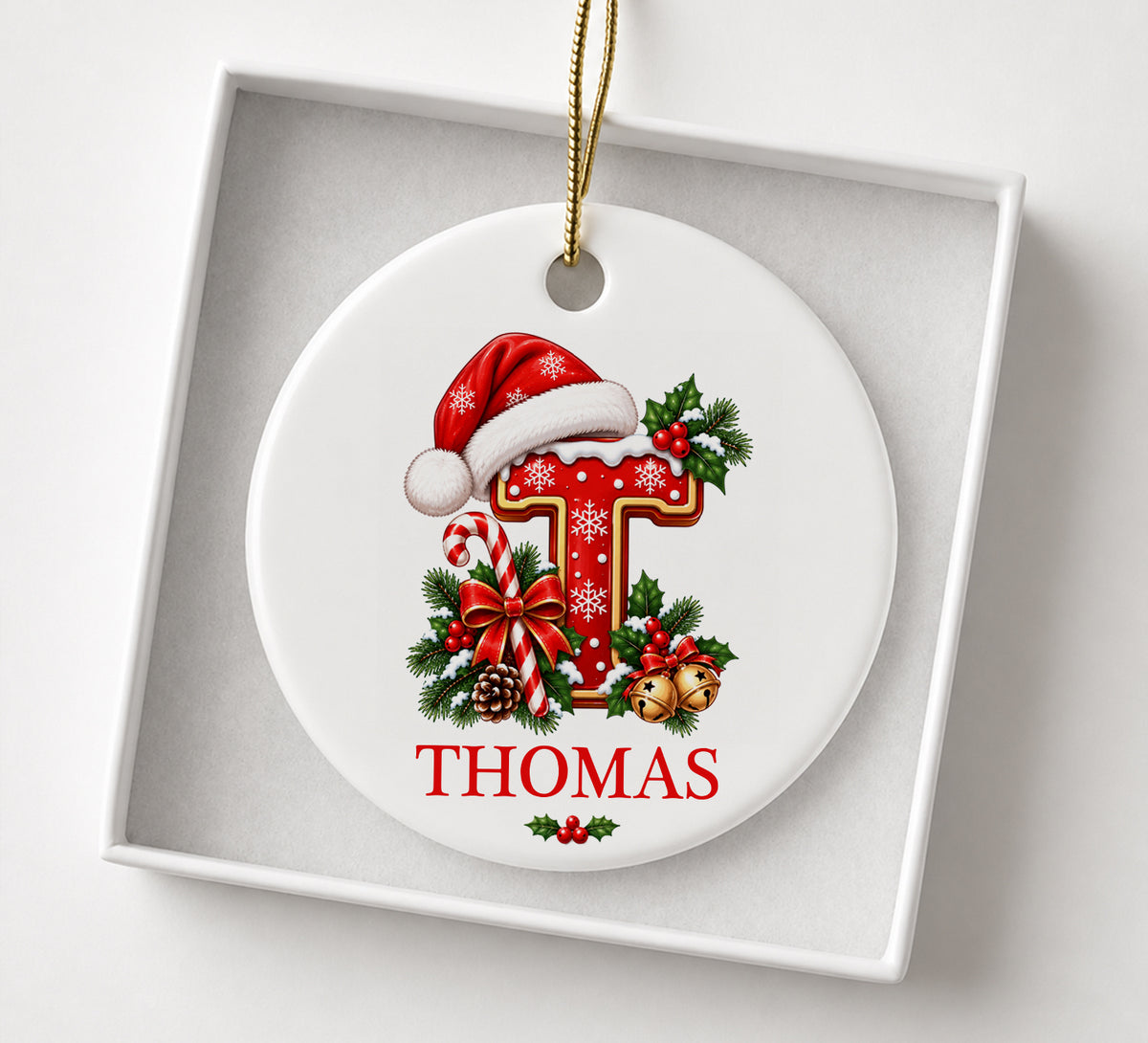 Personalized Initial Ornament, Custom Letter & Name Tree Decor, Monogram Holiday Ornament, Christmas Family Yearly Keepsake, Coworker Gift