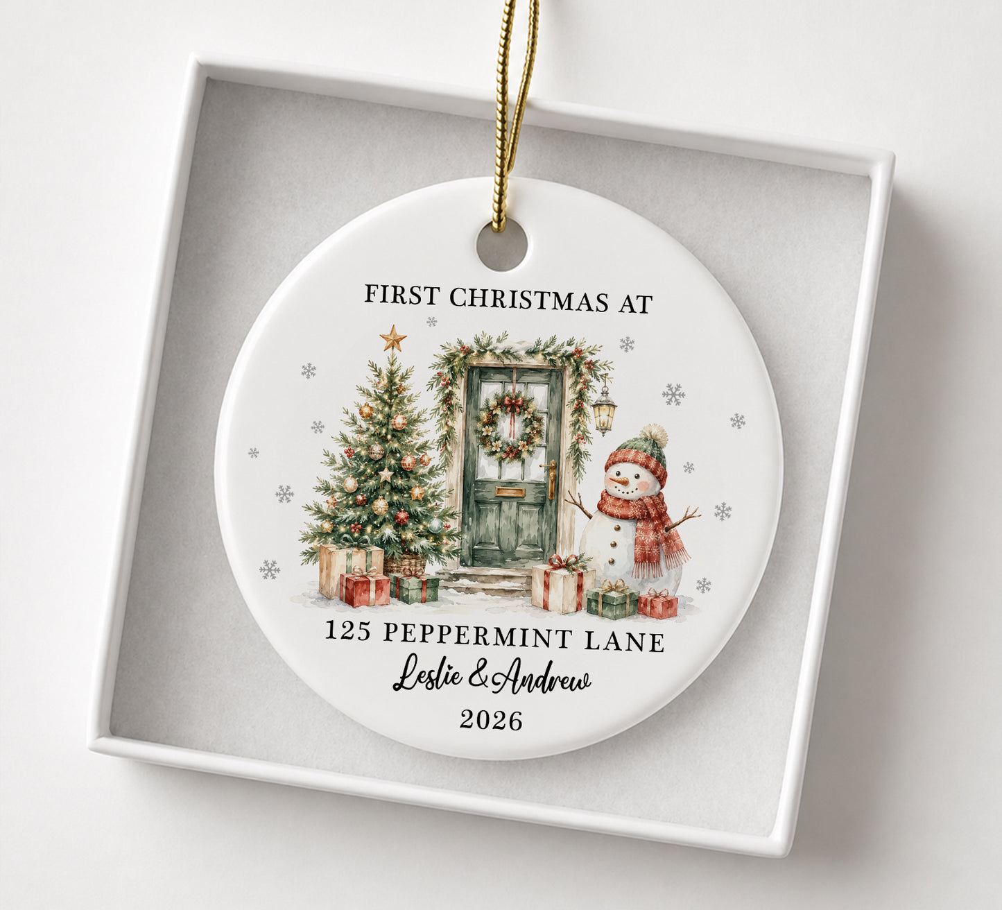 First Christmas At New Home - Custom Name & Address Ceramic Xmas Ornament 2026