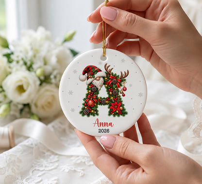 Personalized Monogram Keepsake Ornament 2026 – Custom Initial Name Decor, Family Memory Gift, Holiday & Yearly Ornament