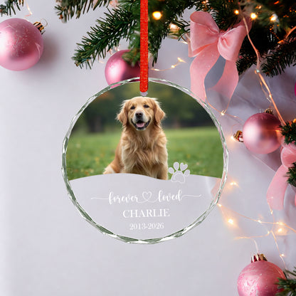 Forever Love Custom Image Name Glass Xmas Ornament 2026