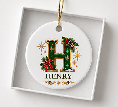 Personalized Monogram Christmas 3D Ornament, Custom Ceramic Initial Keepsake, Holiday Tree Name Gift 2026