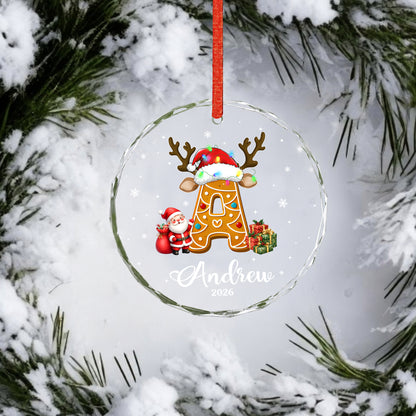 Init Letter Cookie Custom Name Christmas Glass Ornament Xmas 2026