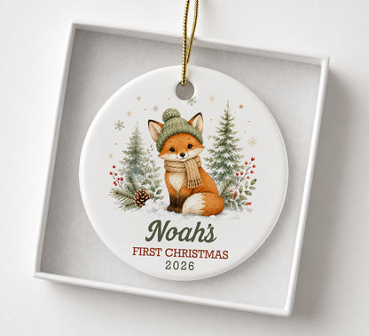 Baby's First Christmas Ornament Personalized, Custom Name Ornament, Deer Bear Fox Bunny Ceramic Christmas Keepsake Gift 2026
