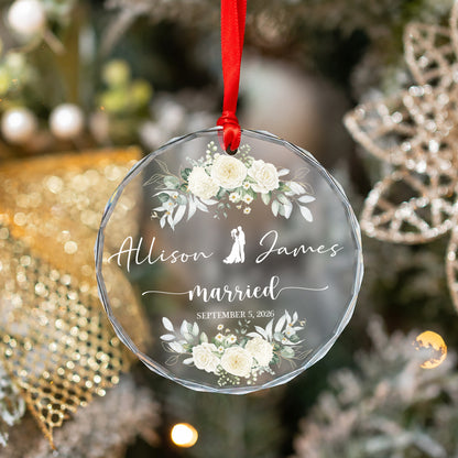Marriage Custom Name Glass Xmas Ornament 2026