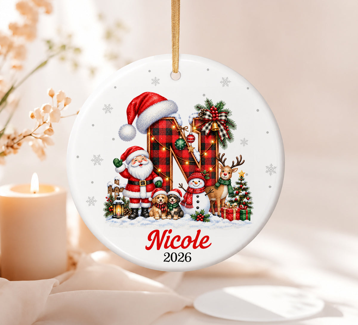 Personalized Christmas Letter Name Ornament: 2025 Family Keepsake Gift