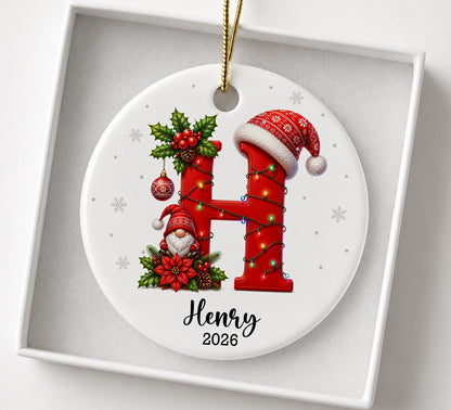 Personalized Initial Christmas Ornament, Custom Christmas Decorations with Name, Monogram Holiday Decor, Family Gift