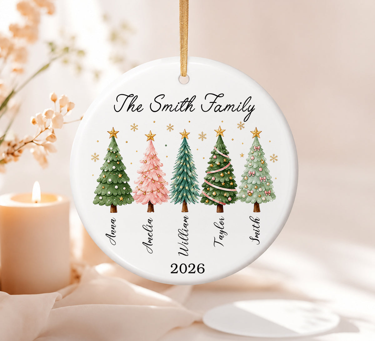 Personalized Family of Five Chrismtas Ornament 2026 - Our First Christmas As A Family of 5 Keepsake - Baby First Holiday Ornament - Parents Gift for Mom Dad - Newborn Kids Xmas Tree Decor