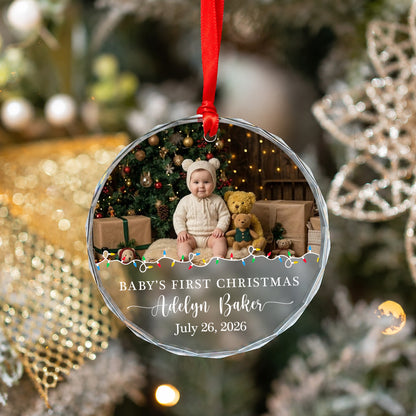 Baby 1st Christmas Ornament Image - Custom Name Glass Ornament 2026