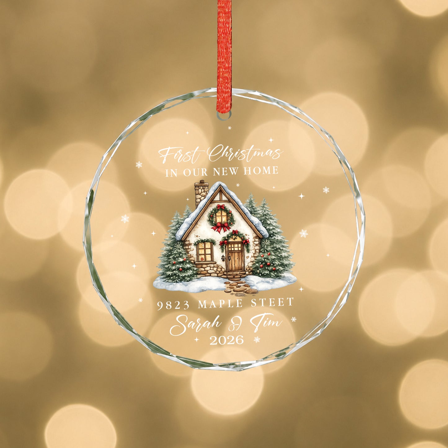 1st Christmas New Home Ornament - Custom Name Glass Ornament 2026