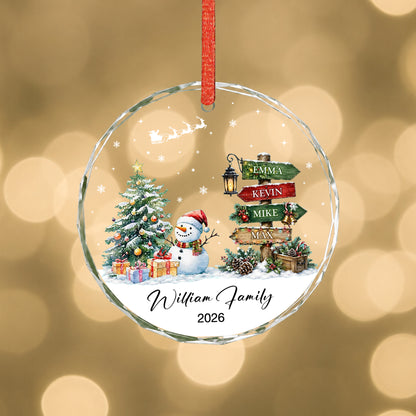 Family Custom Name Sign Glass Xmas Ornament 2026