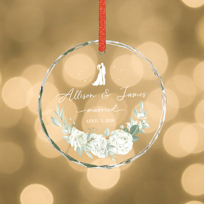 Married Custom Name Glass Xmas Ornament 2026