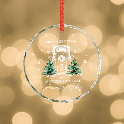 First Christmas New Home Custom Name Glass Xmas Ornament 2026