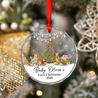 Baby 1st Christmas Ornament Pine Tree Gift - Custom Name Glass Ornament 2026