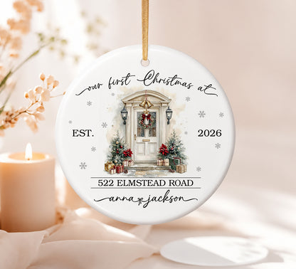 Our First Christmas At New Home Custom Name Ceramic Xmas Ornament 2026