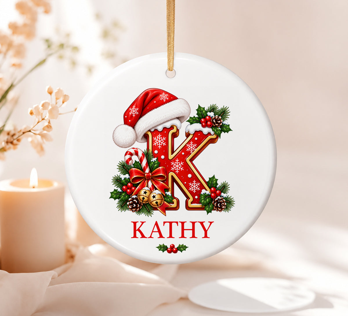 Personalized Initial Ornament, Custom Letter & Name Tree Decor, Monogram Holiday Ornament, Christmas Family Yearly Keepsake, Coworker Gift