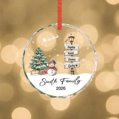 Custom Name Family Member Sign - Glass Ornament 2026 Xmas