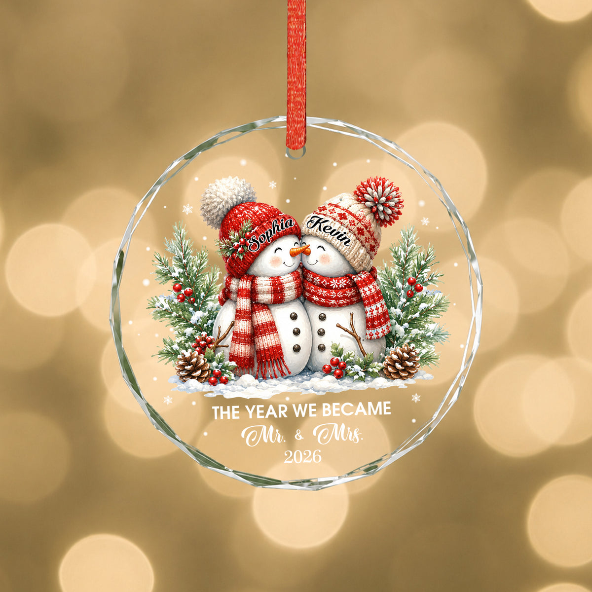 Custom First Christmas Ornament, Newlywed Wedding Gifts, Personalized First Christmas Keepsake, Our 1st Married Christmas Mr Mrs Orrnament