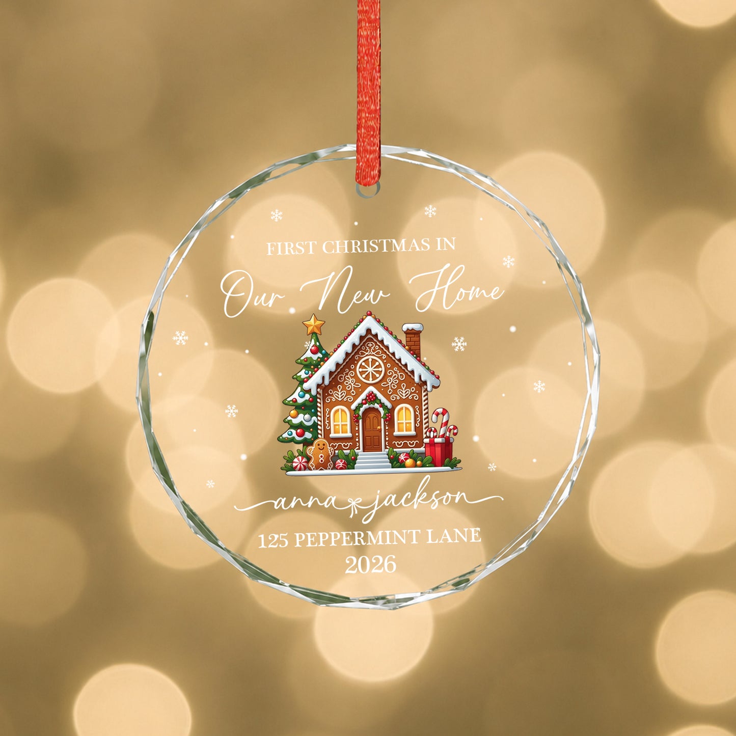 First Christmas In New Home Custom Name Glass Xmas Ornament 2026