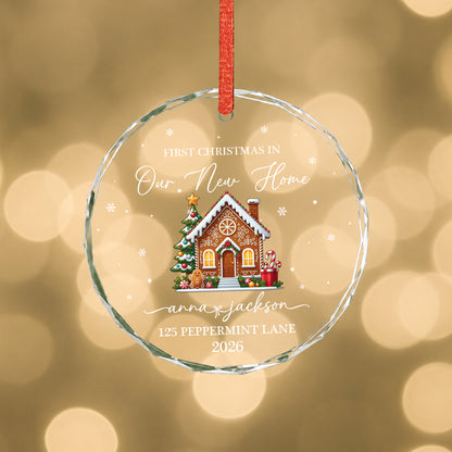 First Christmas In New Home Custom Name Glass Xmas Ornament 2026