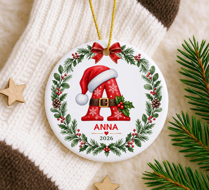 Personalized Letter Name Ornament for Family, Kids Grandkids, Monogram Initial Christmas gift