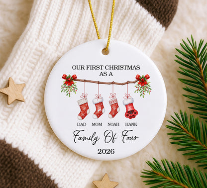 Family Of Four - Ceramic Ornament 2026 Xmas