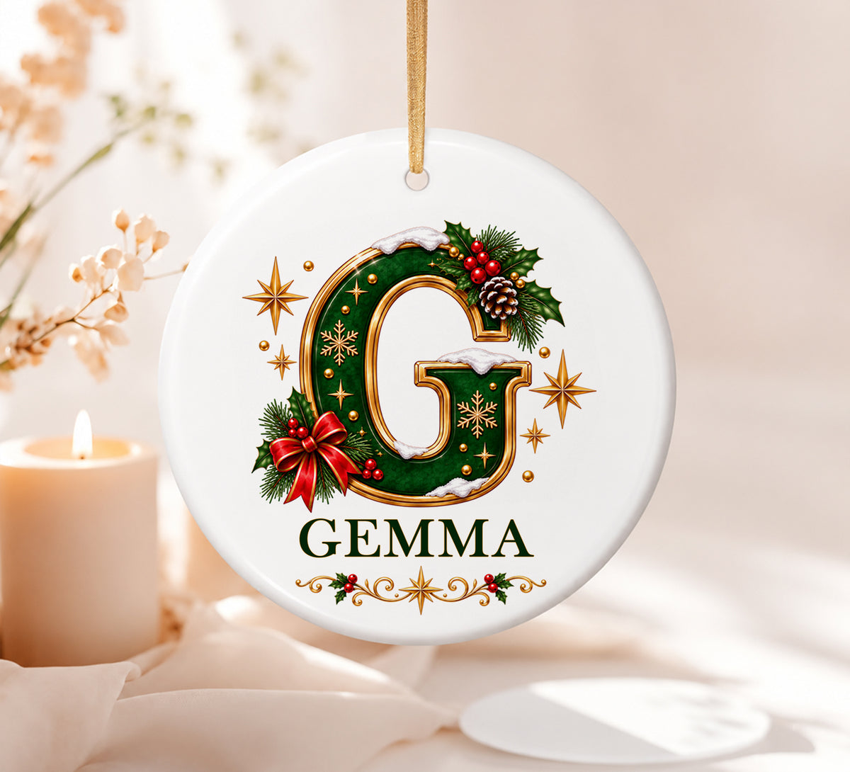 Personalized Monogram Christmas 3D Ornament, Custom Ceramic Initial Keepsake, Holiday Tree Name Gift 2026