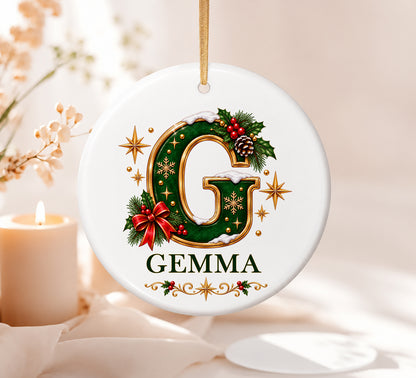 Personalized Monogram Christmas 3D Ornament, Custom Ceramic Initial Keepsake, Holiday Tree Name Gift 2026