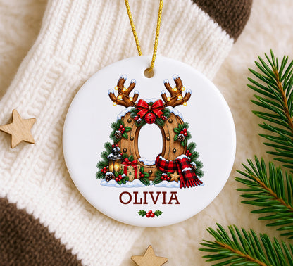 Personalized Name Ornament, Custom Kids Boy Girl Christmas Ornament, First Initial Monogram Letter Keepsake, Child Name Holiday Gift