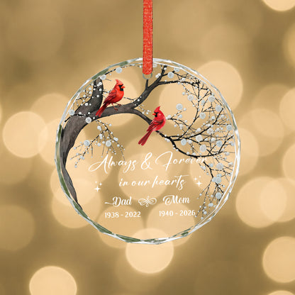 In Our Heart Cardinal Bird - Image Memorial Christmas Glass Ornament Xmas 2026
