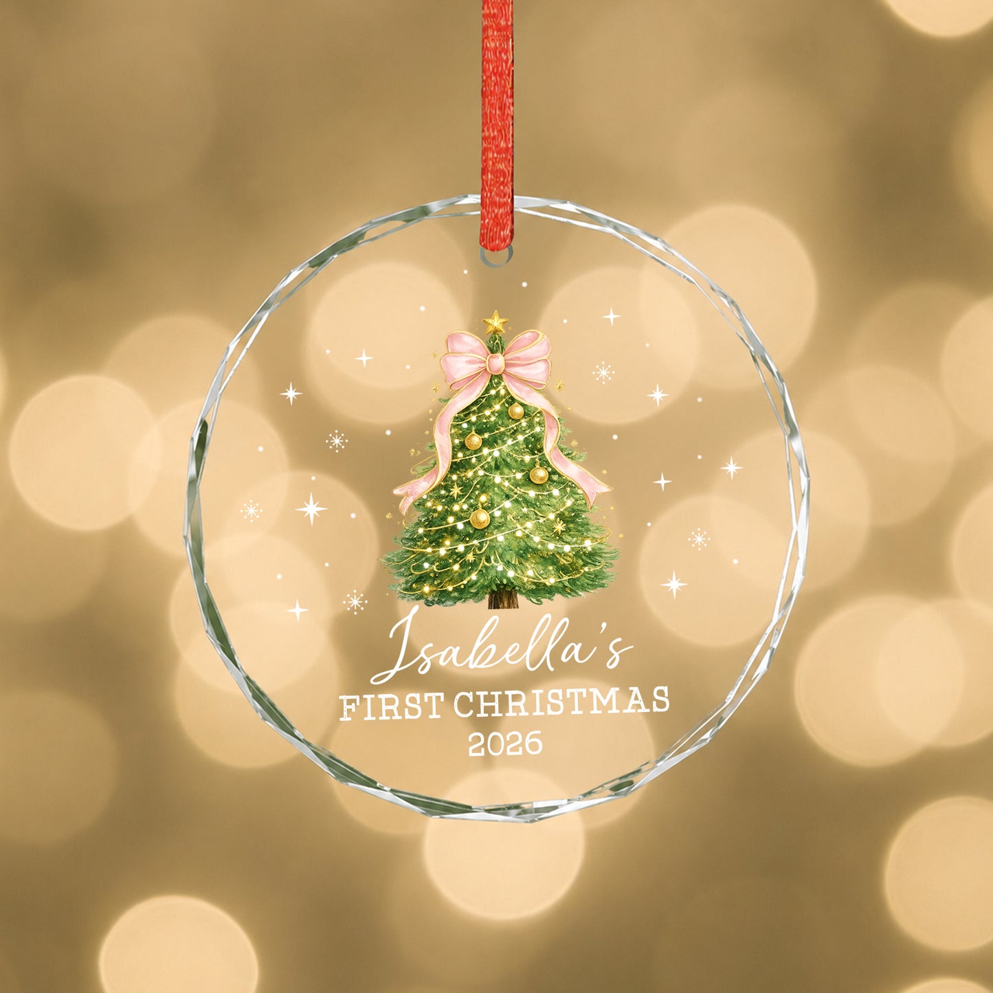 Baby 1st Christmas Ornament - Custom Name Glass Ornament 2026