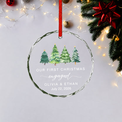 Our 1st Christmas Engaged Glass Ornament 2026 Xmas
