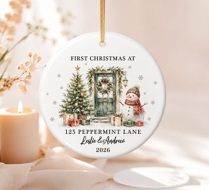 First Christmas At New Home - Custom Name & Address Ceramic Xmas Ornament 2026