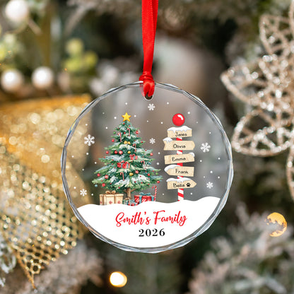 Custom Image Name Pine Tree Glass Xmas Ornament 2026