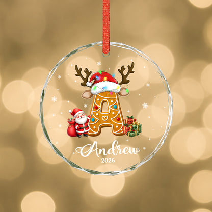 Init Letter Cookie Custom Name Christmas Glass Ornament Xmas 2026