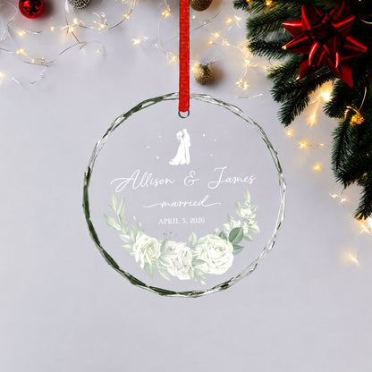 Married Custom Name Glass Xmas Ornament 2026