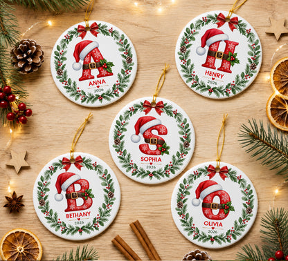 Personalized Letter Name Ornament for Family, Kids Grandkids, Monogram Initial Christmas gift