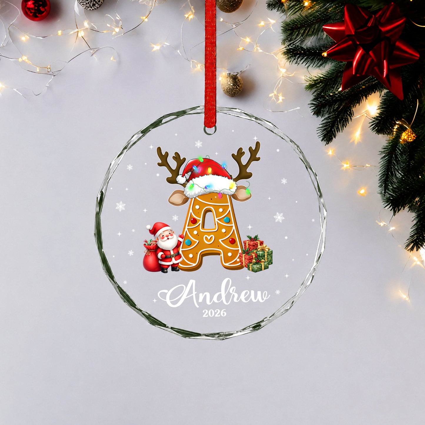 Init Letter Cookie Custom Name Christmas Glass Ornament Xmas 2026