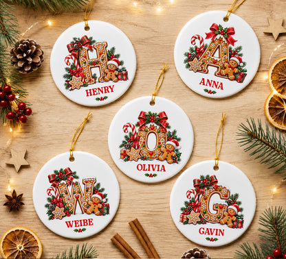 Personalized Gingerbread Letter Ornament, Custom Name Ornament, Kids Christmas Gift, Family Tree Hanging Decoration