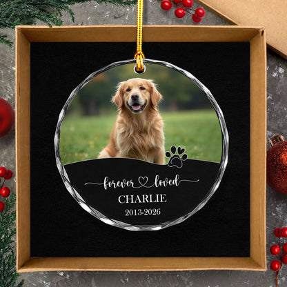 Forever Love Custom Image Name Glass Xmas Ornament 2026