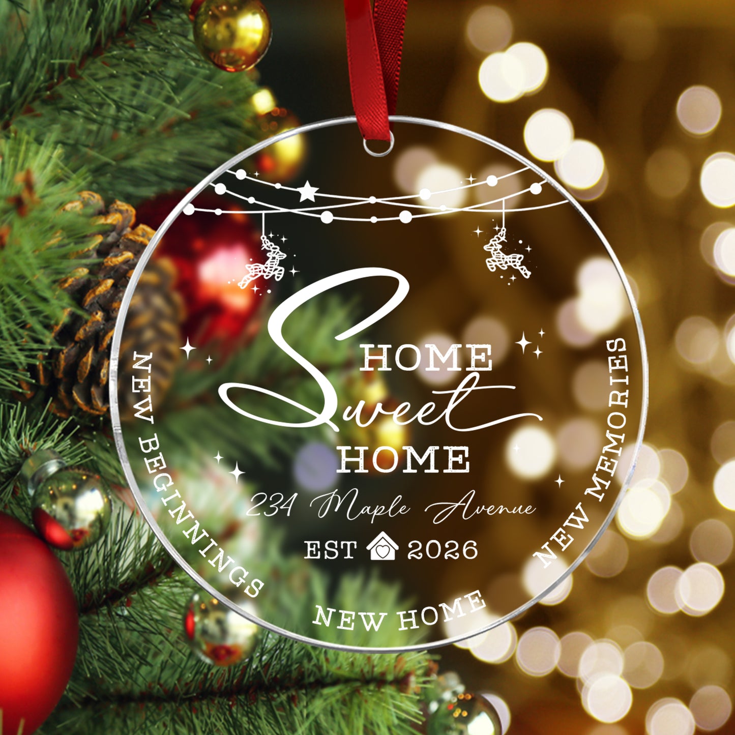 Home Sweat Custom Name Glass Ornament Xmas 2026