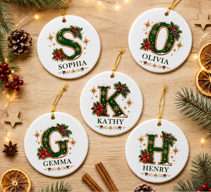 Personalized Monogram Christmas 3D Ornament, Custom Ceramic Initial Keepsake, Holiday Tree Name Gift 2026